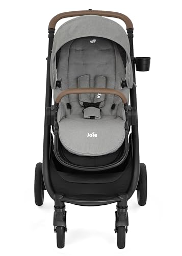 Joie Versatrax Passeggino compatto pieghevole, posizione sdraiata piatta, compatibile con sistemi di viaggio, con parapioggia e cursore regolabile in altezza, nascita fino a 4 anni (0-22 kg), pebble