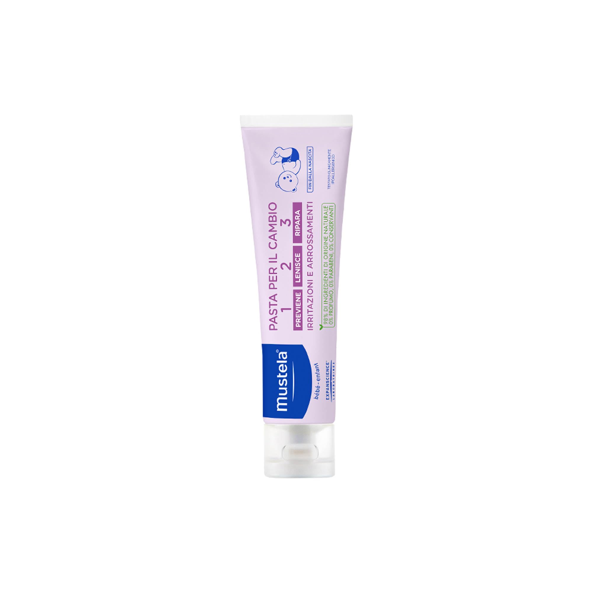 Mustela Pasta Cambio, Crema Pannolino con Perseose d'Avocado BIO, Uso Quotidiano Neonati e Bambini - Previene, Lenisce e Allevia gli Arrossamenti, 98% Ingredienti di Origine Naturale (150ml)