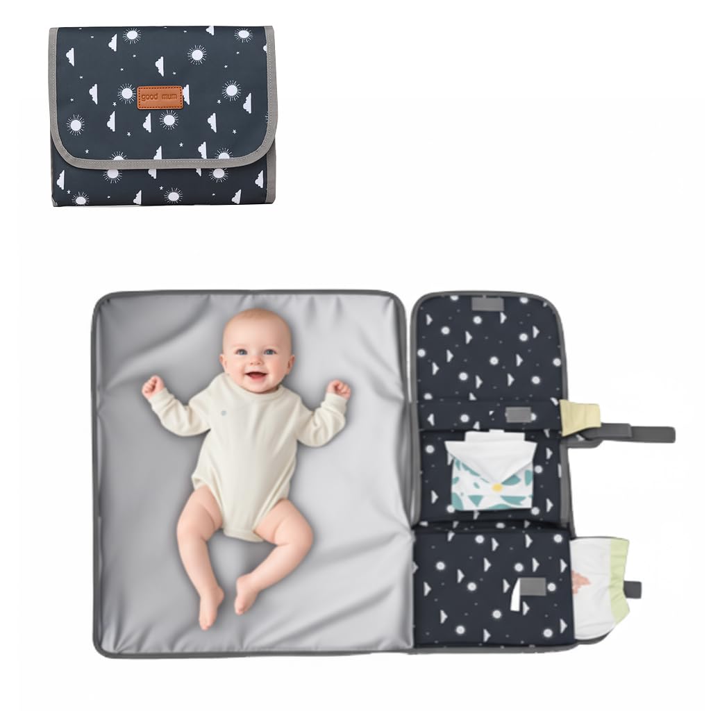 Cozary Fasciatoio Portatile Neonato, Organizer Fasciatoio Impermeabile con Tasche, Borsa per Passeggino per Cambio Pannolini 0-5M, Regalo Nascita Bimbo per Walking Mum, 60x50cm