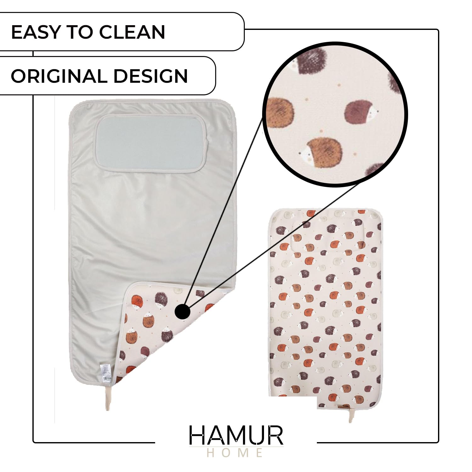 Hamur Home Fasciatoio Portatile Pieghevole Impermeabile 40 X 70 Cm Fasciatoio Riutilizzabile Lavabile In Lavatrice - Neonato Esterno Casa Viaggio Regalo Battesimo Bimbo (Urchin)