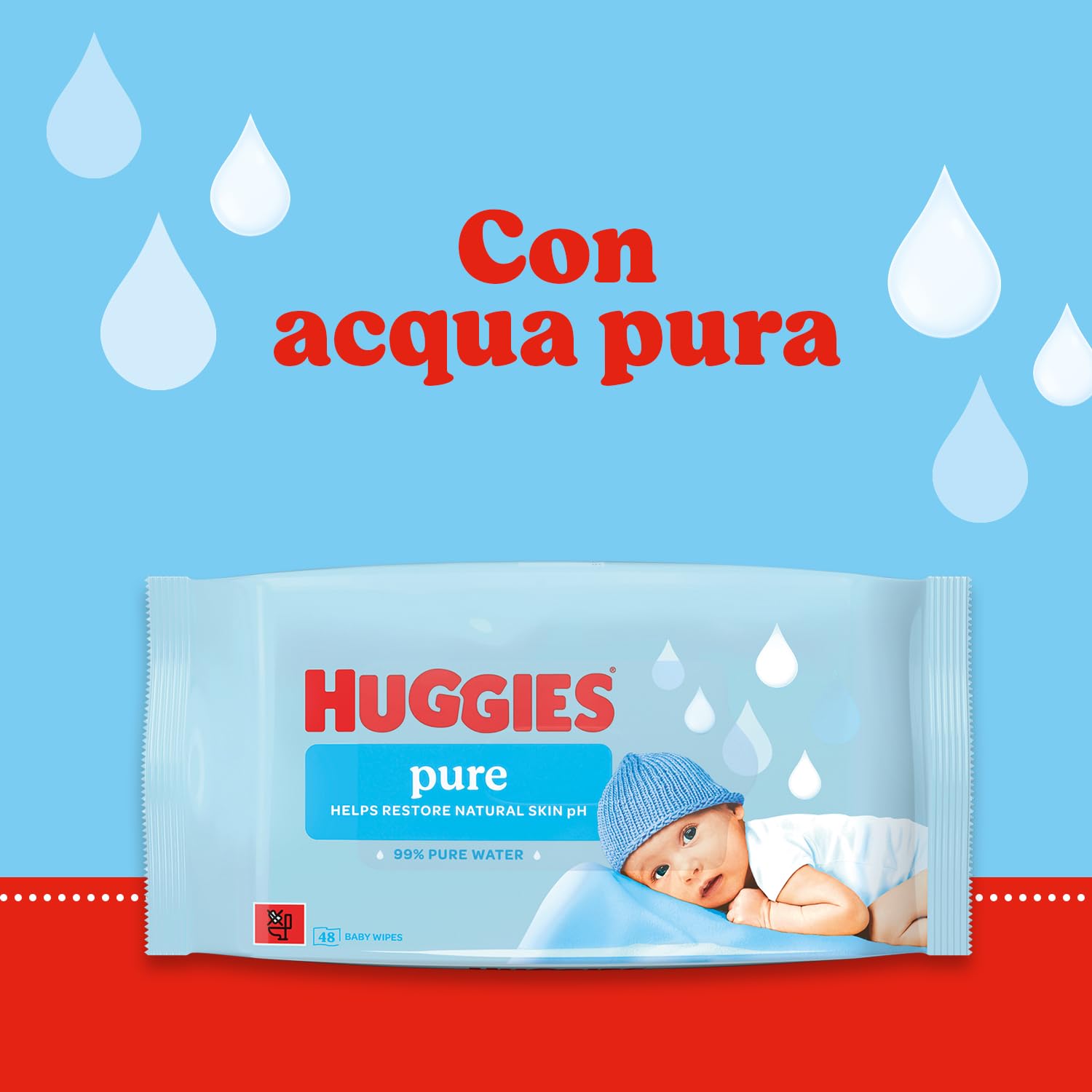 Huggies Pure, Salviette neonato, 99% acqua pura, 65% fibre assorbenti naturali, 672 Pz (12 x 56)
