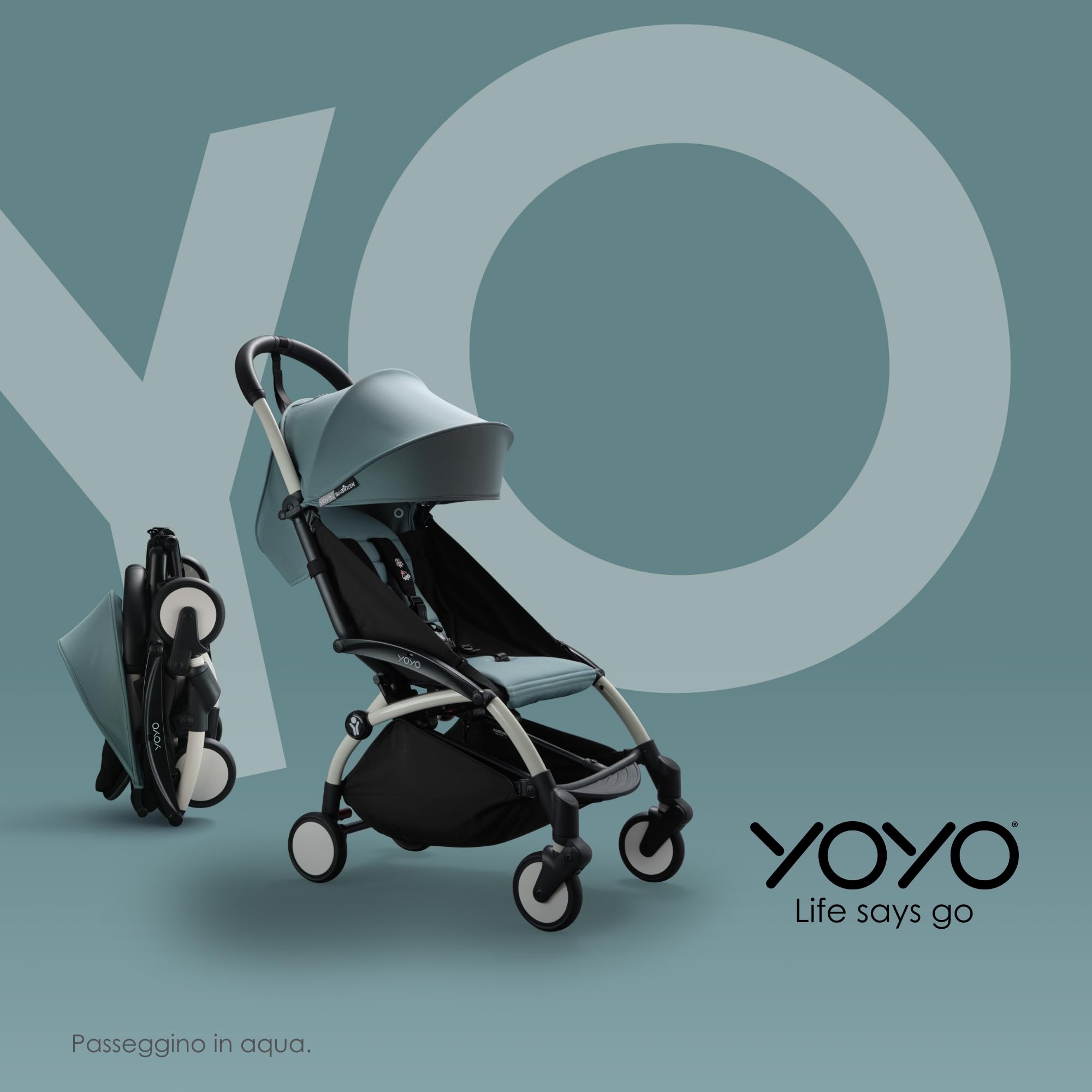 Passeggino Completo BABYZEN YOYO2 - Include Kit per Neonati 0+ (Air France Blue), Telaio (Bianco) & Rivestimento colorato 6+ (Air France Blue) - Per Bambini fino a 22 kg