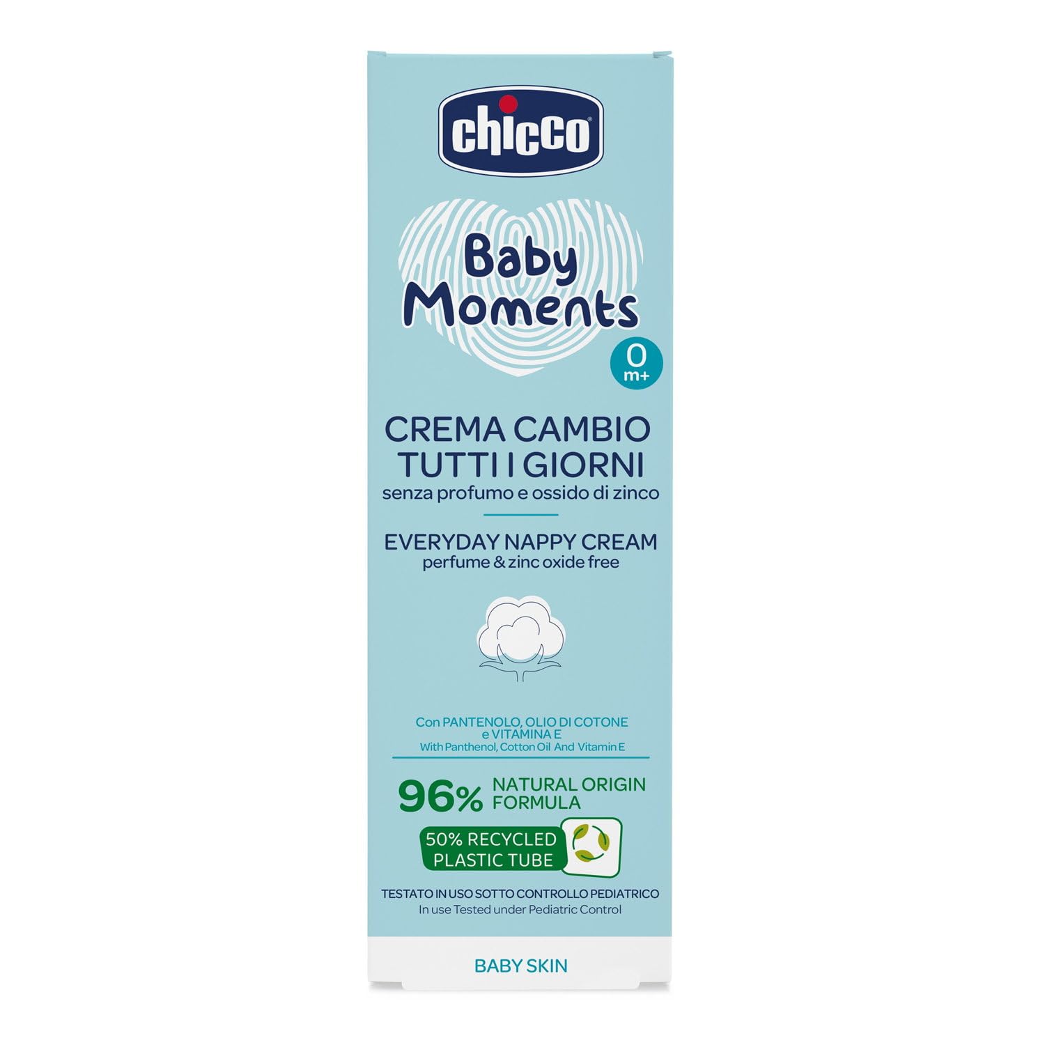 Chicco Baby Moments Pasta Cambio Tutti i Giorni, Pasta Cambio Pannolino, Texture Leggera per Uso Quotidiano, Senza Profumo, Dermatologicamente Testato su Pelle Sensibile, 100 ml