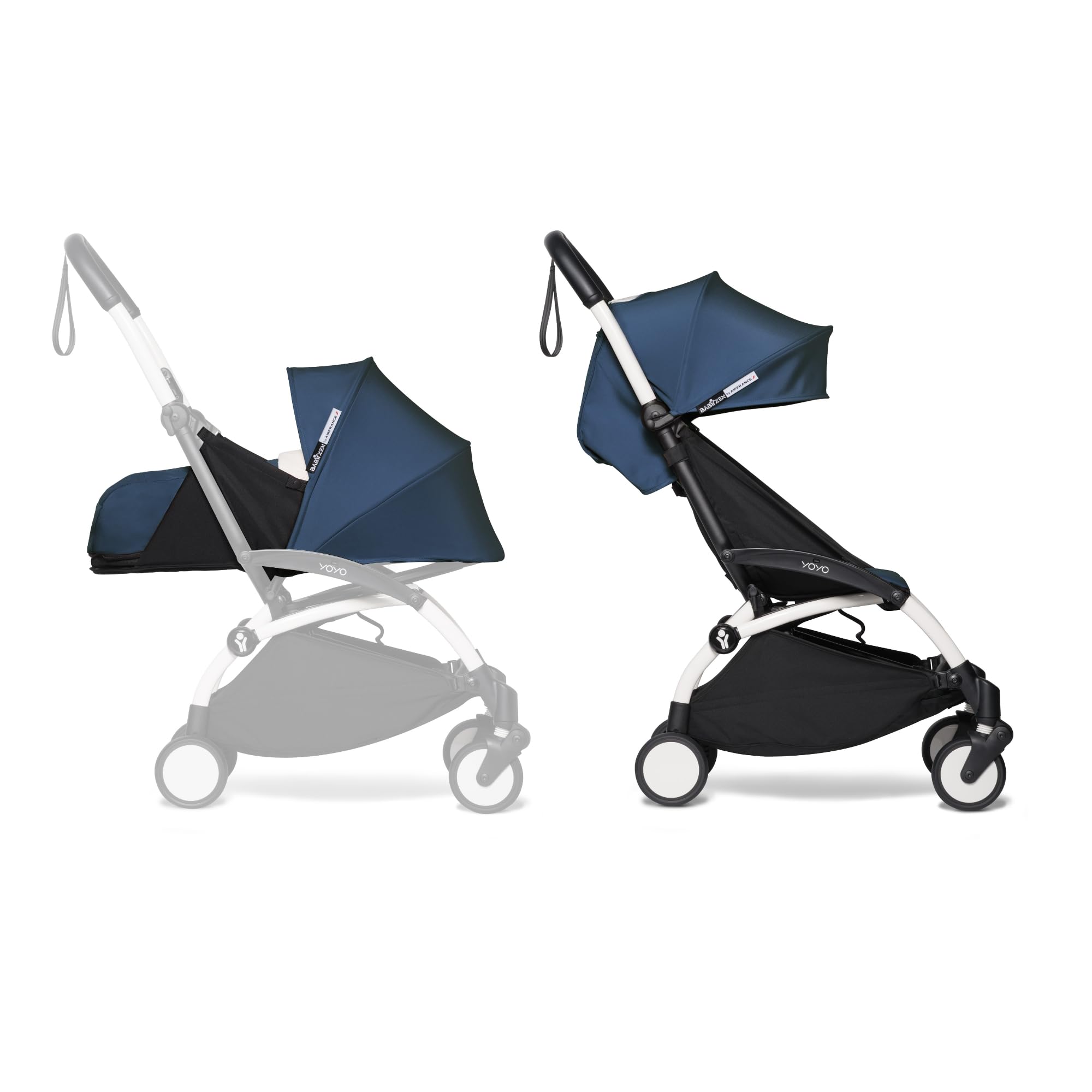Passeggino Completo BABYZEN YOYO2 - Include Kit per Neonati 0+ (Air France Blue), Telaio (Bianco) & Rivestimento colorato 6+ (Air France Blue) - Per Bambini fino a 22 kg