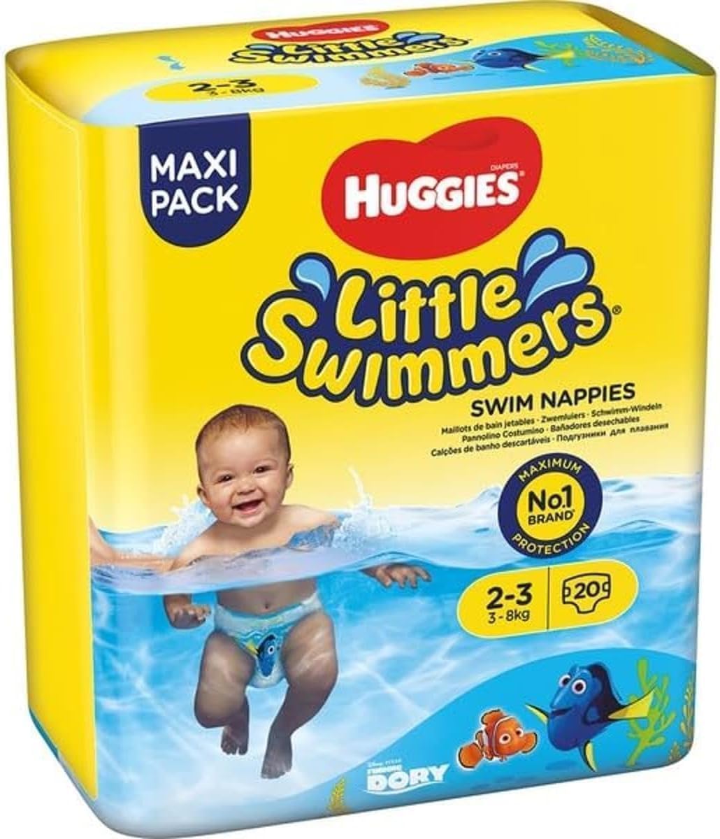Huggies Little Swimmers Pannolini Taglia 2-3 (3-8 kg), Pannolino costumino, Design Disney, 20 Pz