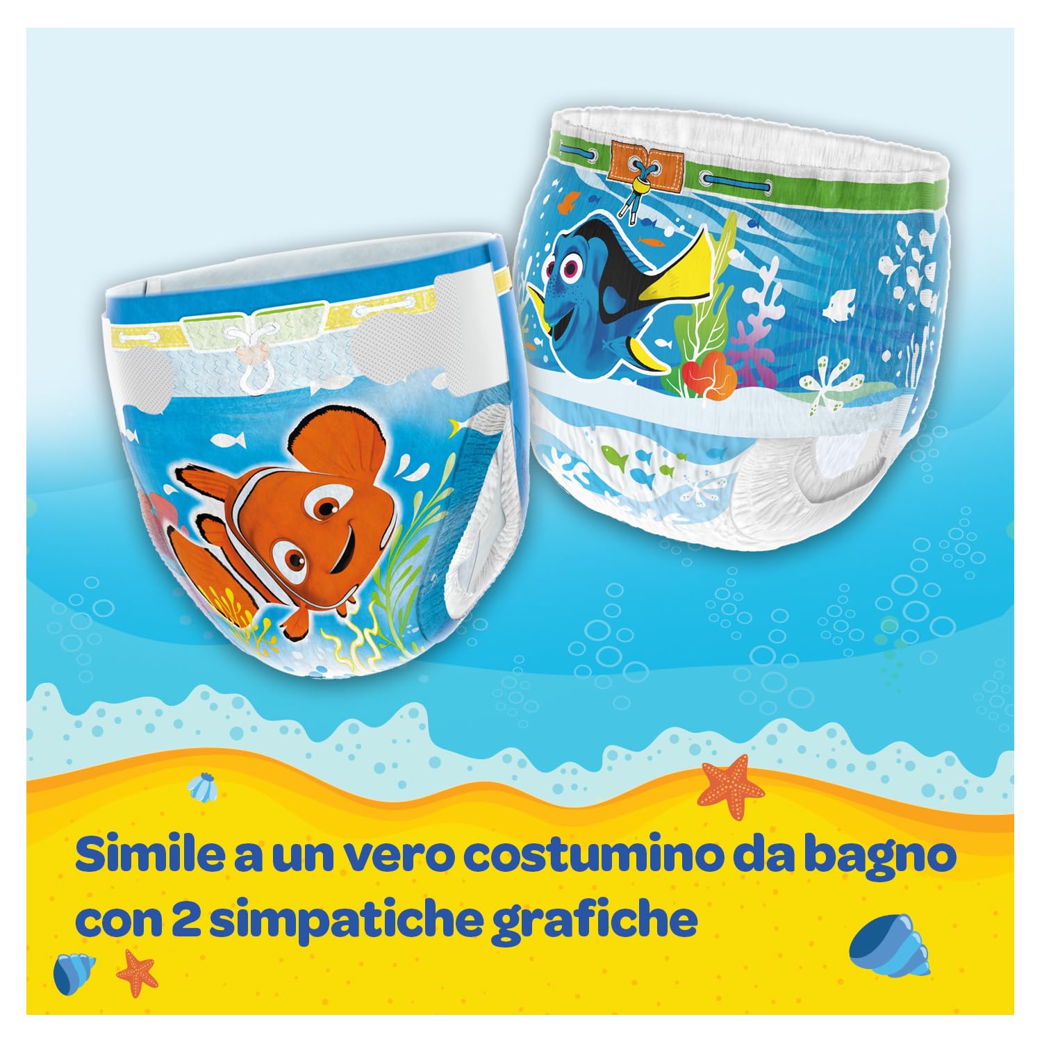 Huggies Little Swimmers Pannolini Taglia 2-3 (3-8 kg), Pannolino costumino, Design Disney, 20 Pz