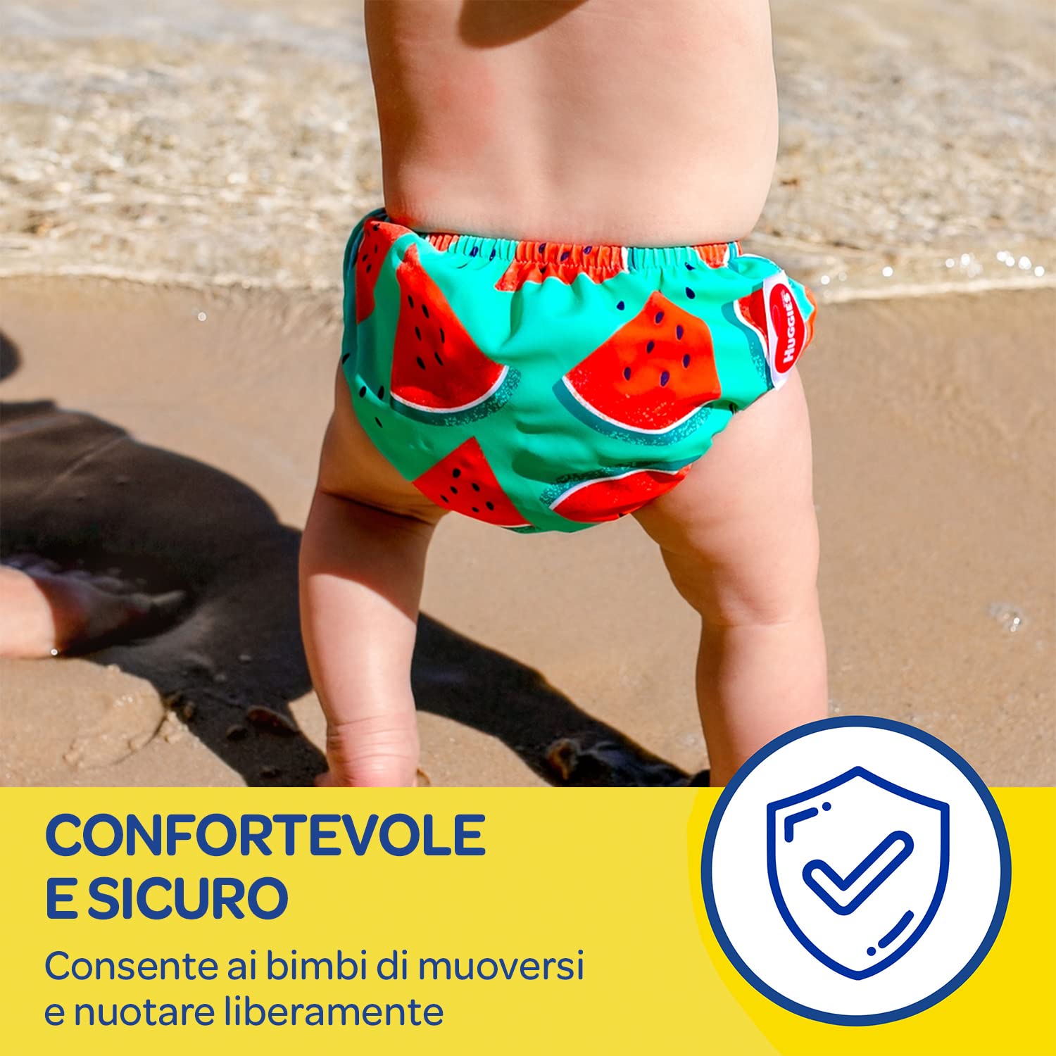 Huggies Little Swimmers, Pannolino Costumino, Taglia 2-3 (5-11 kg), Riutilizzabile, Con Fantasia Angurie, 1 Pz