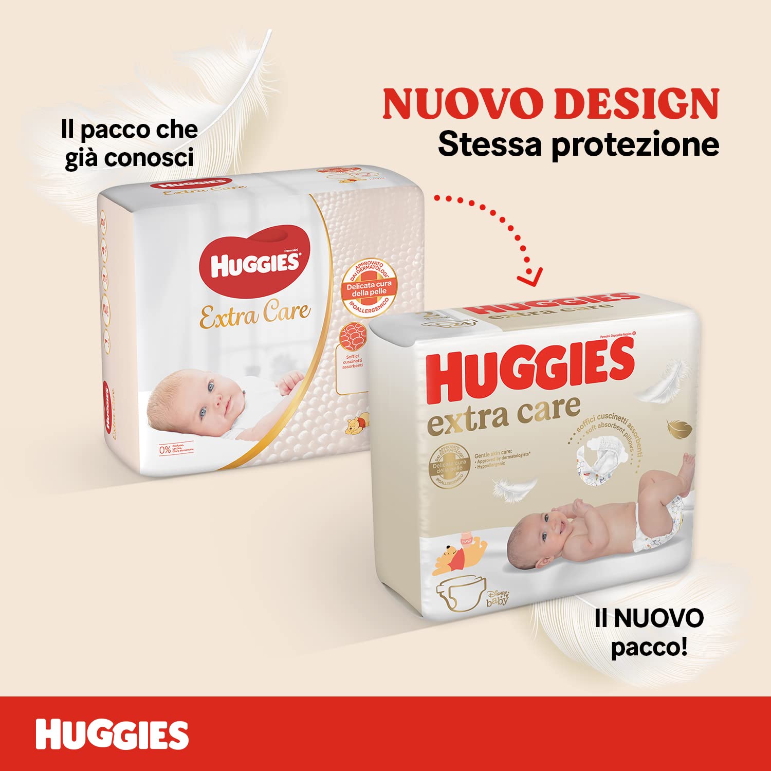 Huggies Extra Care Bebe, Pannolini Taglia 1 (2-5Kg), Ipoallergenico, Design Winnie The Pooh, 28 Pz