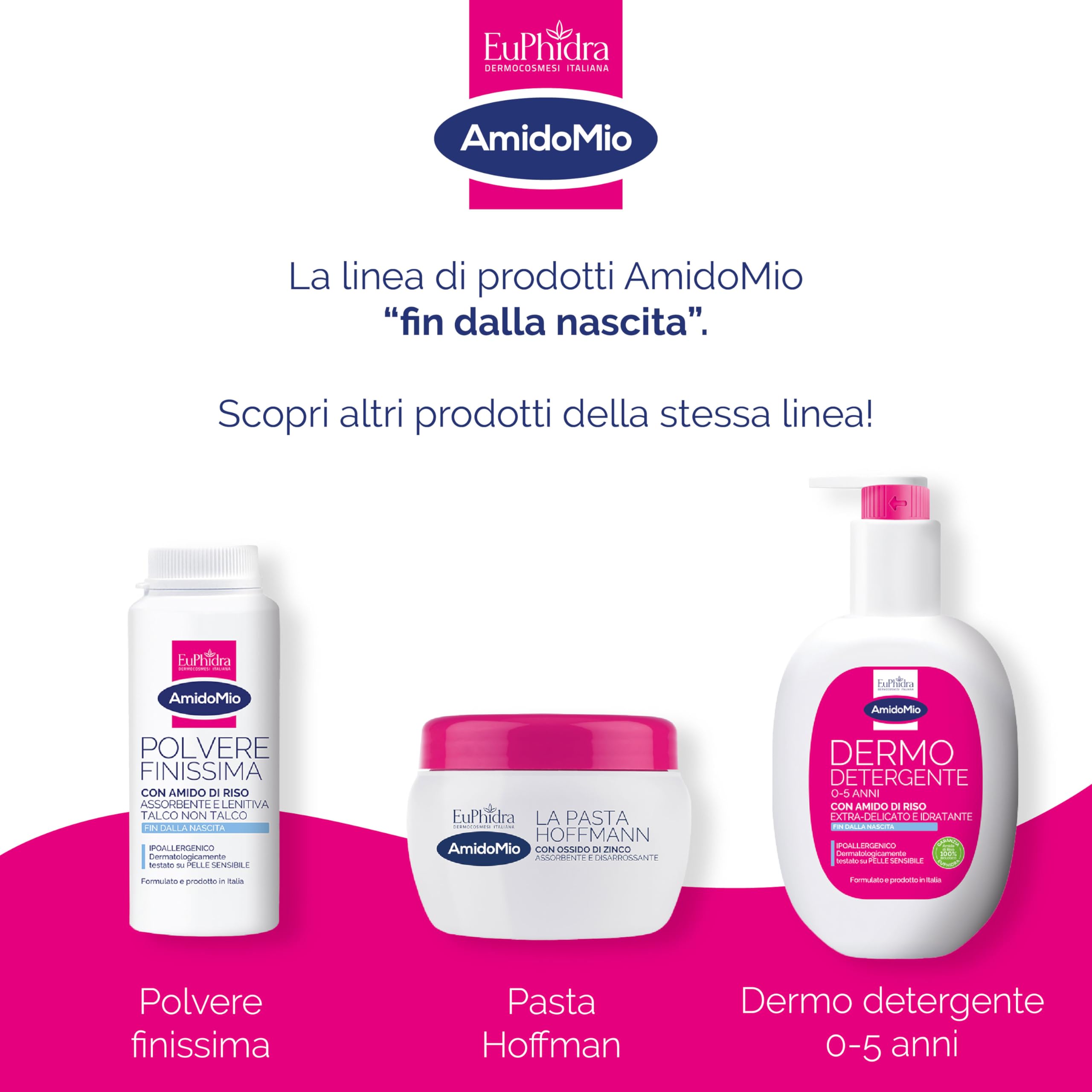 Euphidra - AmidoMio Pasta Barriera, Azione Protettiva e Lenitiva con Amido di Riso 100% da agricoltura biologica, Indicato per le Pelli Fragili e Sottili dei Neonati, Tubo 150ml