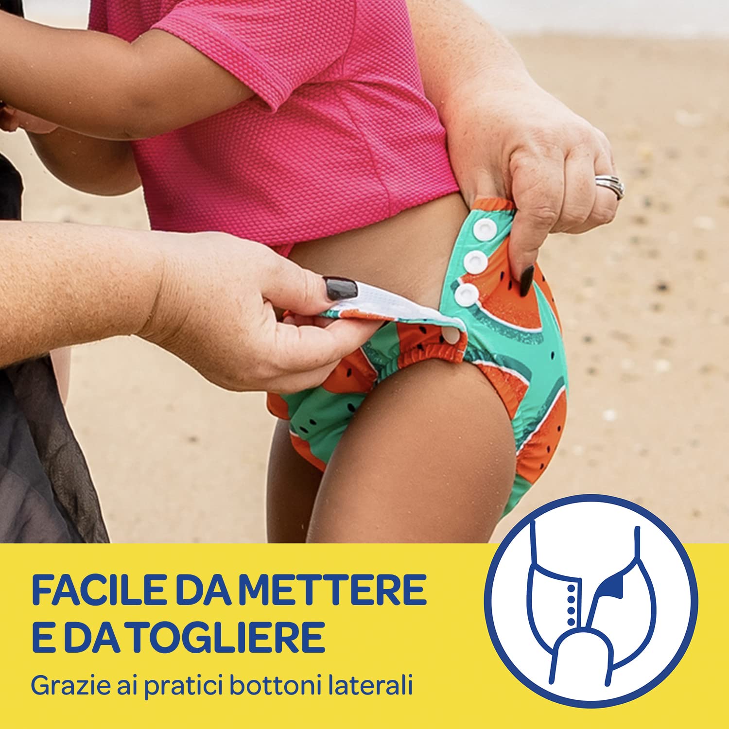 Huggies Little Swimmers, Pannolino Costumino, Taglia 2-3 (5-11 kg), Riutilizzabile, Con Fantasia Angurie, 1 Pz