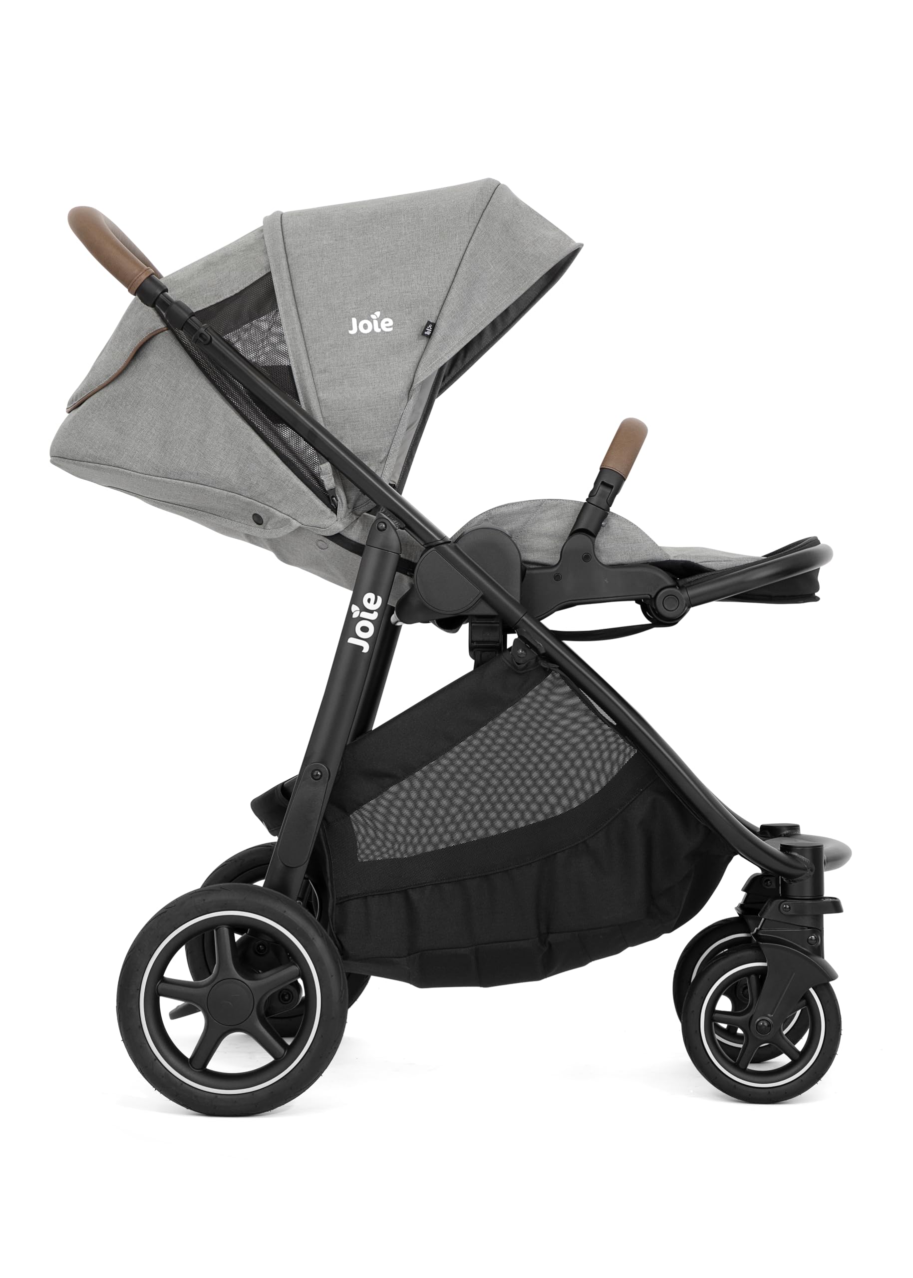Joie Versatrax Passeggino compatto pieghevole, posizione sdraiata piatta, compatibile con sistemi di viaggio, con parapioggia e cursore regolabile in altezza, nascita fino a 4 anni (0-22 kg), pebble
