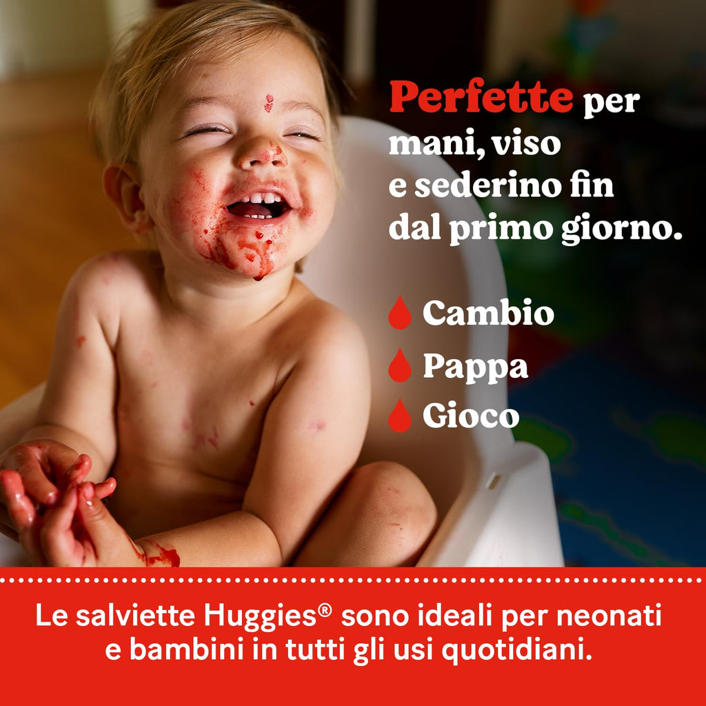 Huggies Pure, Salviette neonato, 99% acqua pura, 65% fibre assorbenti naturali, 672 Pz (12 x 56)