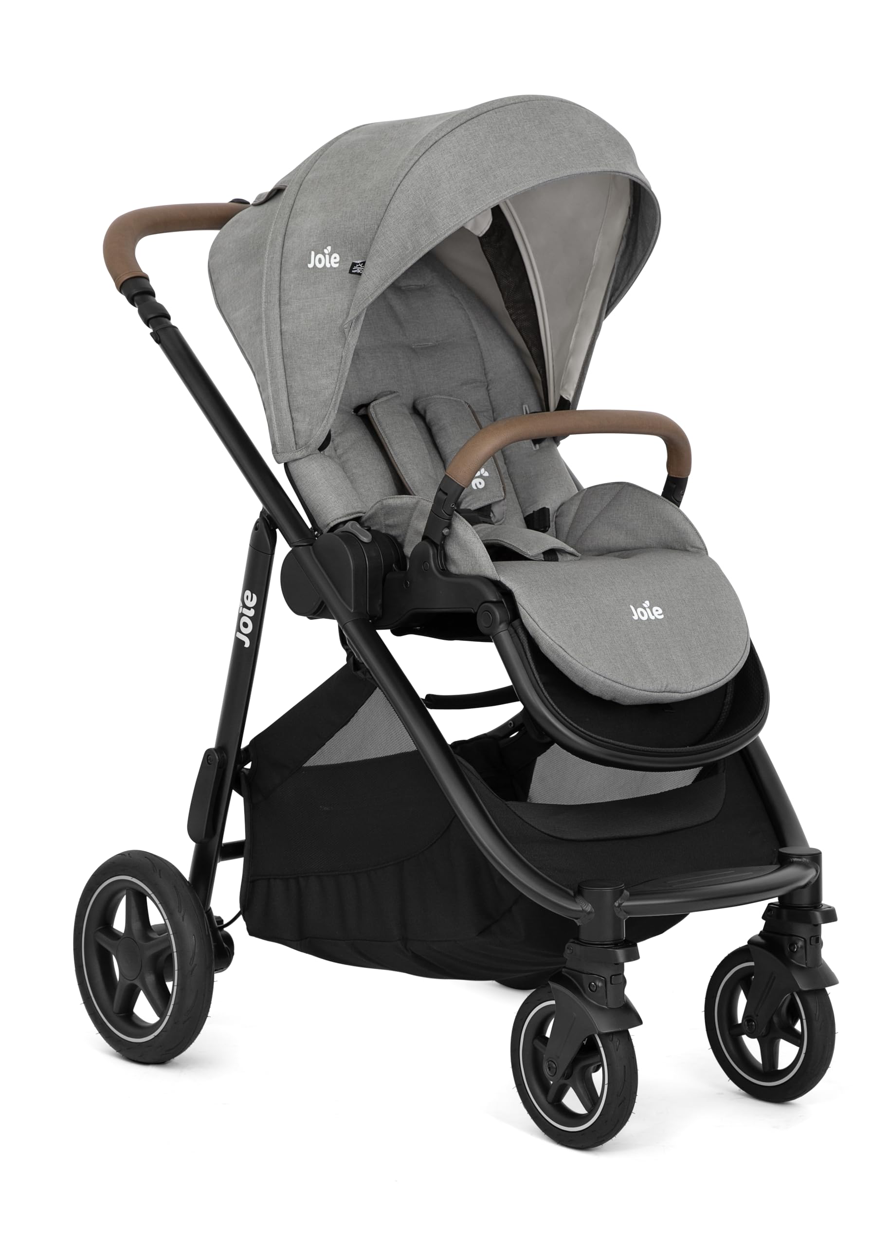 Joie Versatrax Passeggino compatto pieghevole, posizione sdraiata piatta, compatibile con sistemi di viaggio, con parapioggia e cursore regolabile in altezza, nascita fino a 4 anni (0-22 kg), pebble