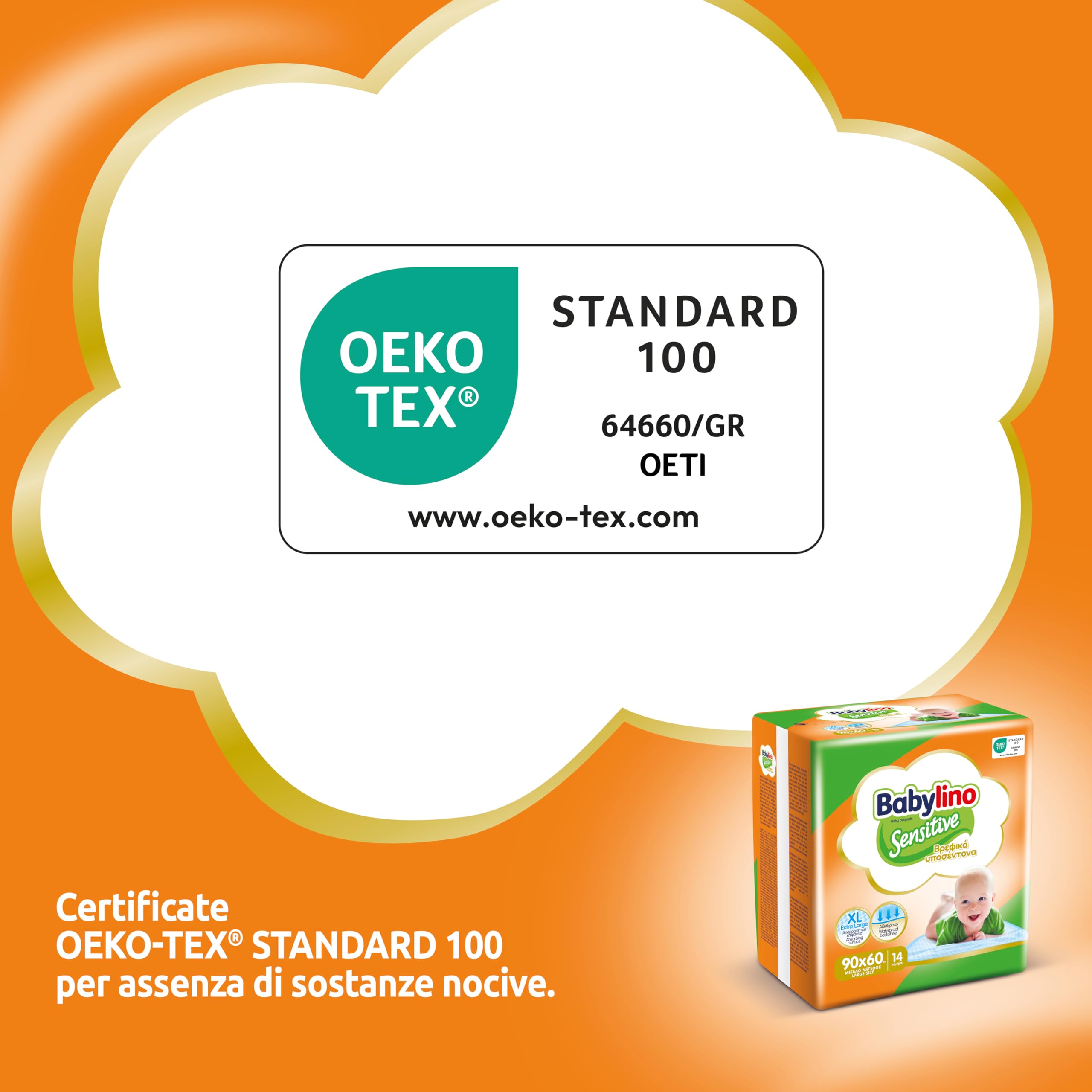 Babylino Sensitive Teli Cambio 90x60cm, Traversine letto con assorbenza extra, 14 Unità