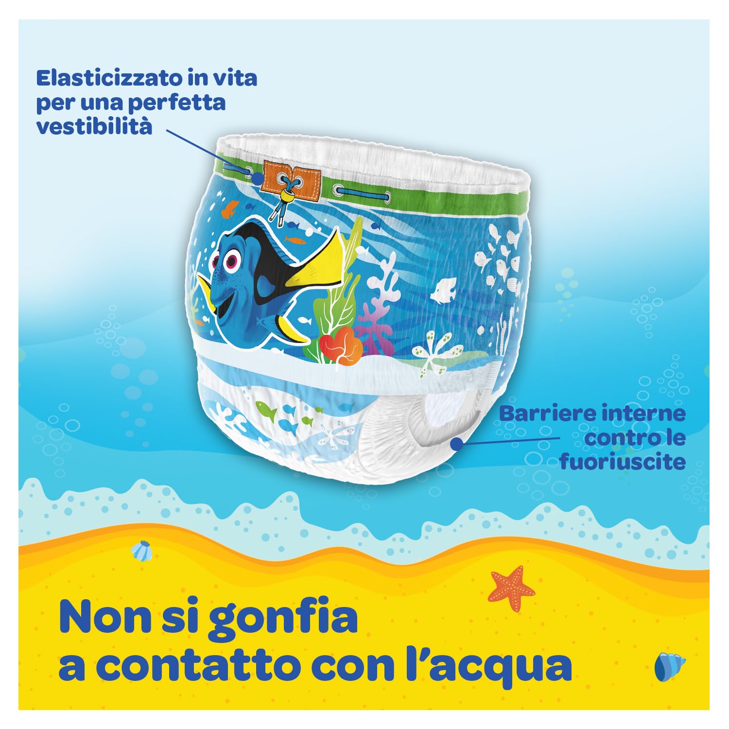 Huggies Little Swimmers Pannolini Taglia 2-3 (3-8 kg), Pannolino costumino, Design Disney, 20 Pz