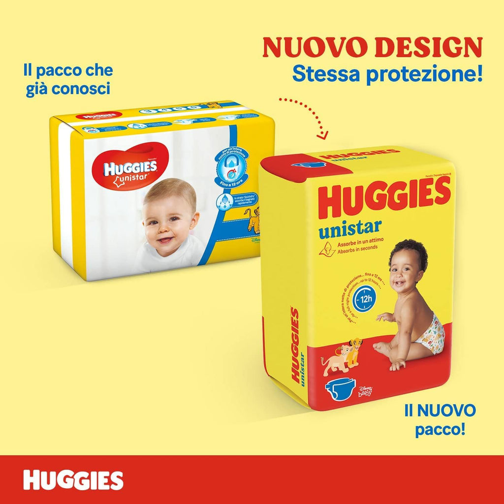 Huggies Unistar, Pannolini Taglia 6 (15-30 Kg), Design Disney, Protezione completa, 72 Pz