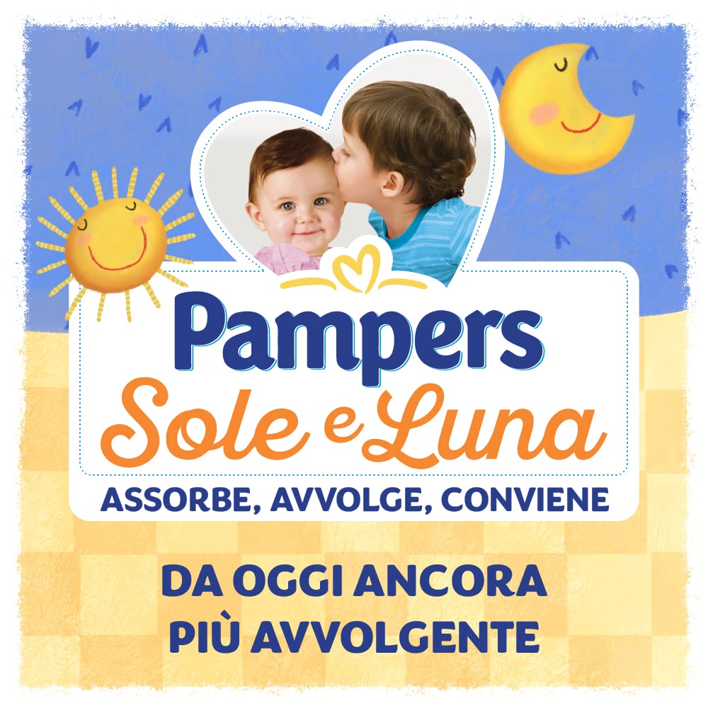 Pampers Sole e Luna Pannolini Maxi, Bambini Unisex, Taglia 4 (7-18 kg), 136 Pannolini