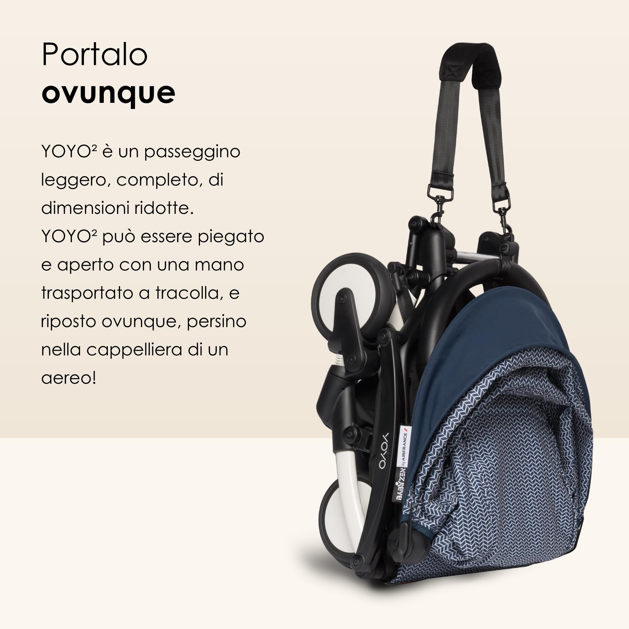 Passeggino Completo BABYZEN YOYO2 - Include Kit per Neonati 0+ (Air France Blue), Telaio (Bianco) & Rivestimento colorato 6+ (Air France Blue) - Per Bambini fino a 22 kg