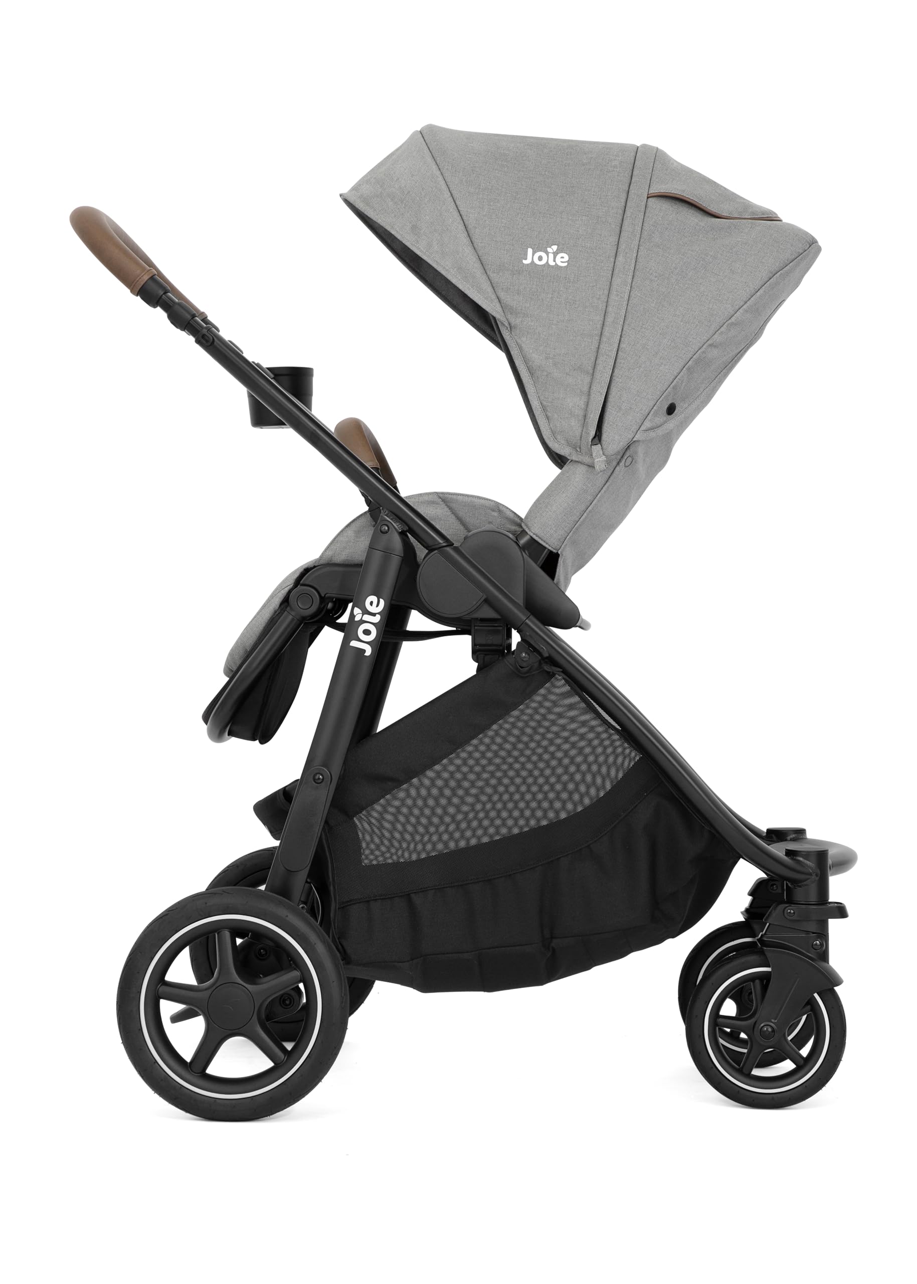 Joie Versatrax Passeggino compatto pieghevole, posizione sdraiata piatta, compatibile con sistemi di viaggio, con parapioggia e cursore regolabile in altezza, nascita fino a 4 anni (0-22 kg), pebble