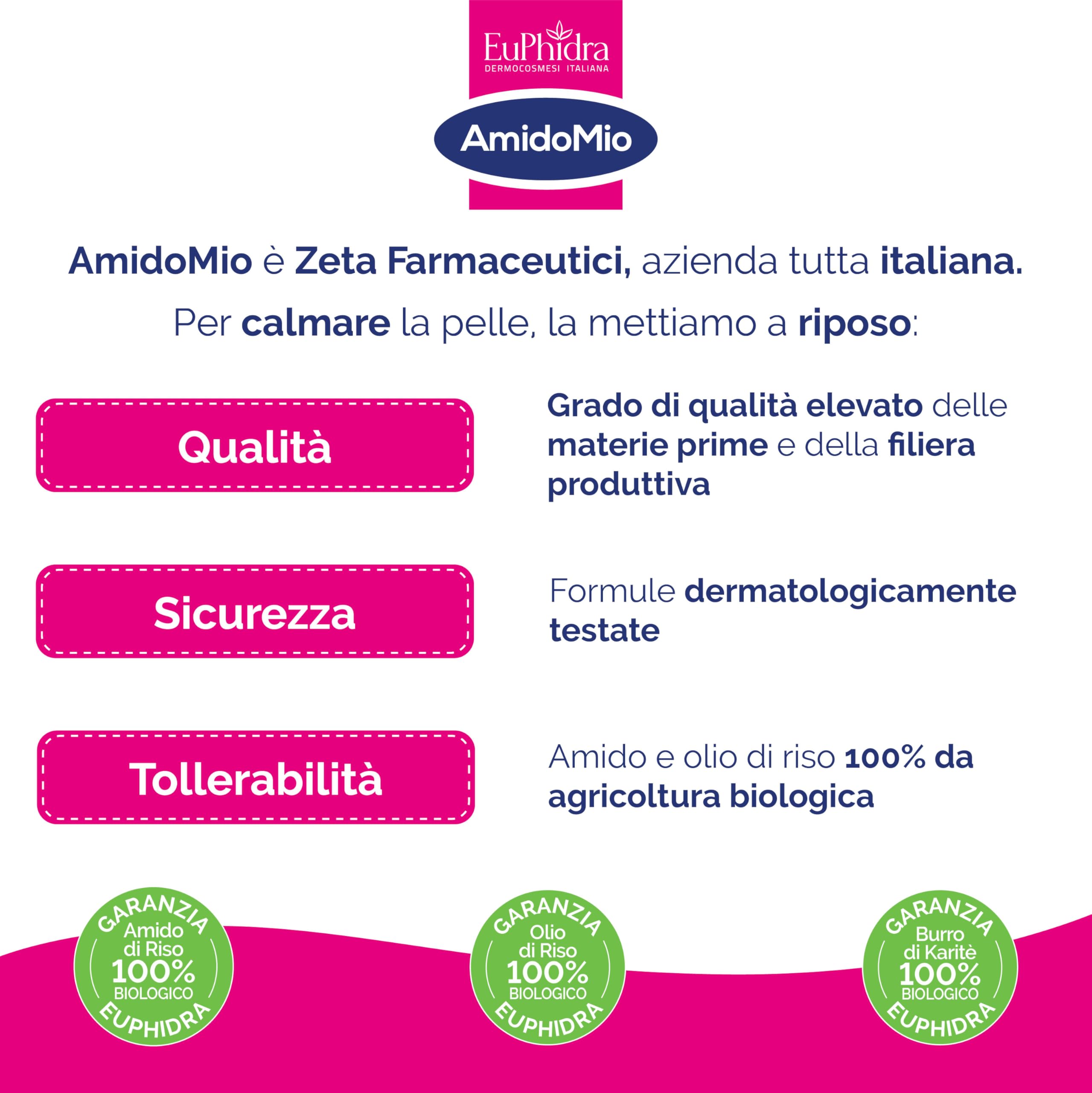 Euphidra - AmidoMio Pasta Barriera, Azione Protettiva e Lenitiva con Amido di Riso 100% da agricoltura biologica, Indicato per le Pelli Fragili e Sottili dei Neonati, Tubo 150ml