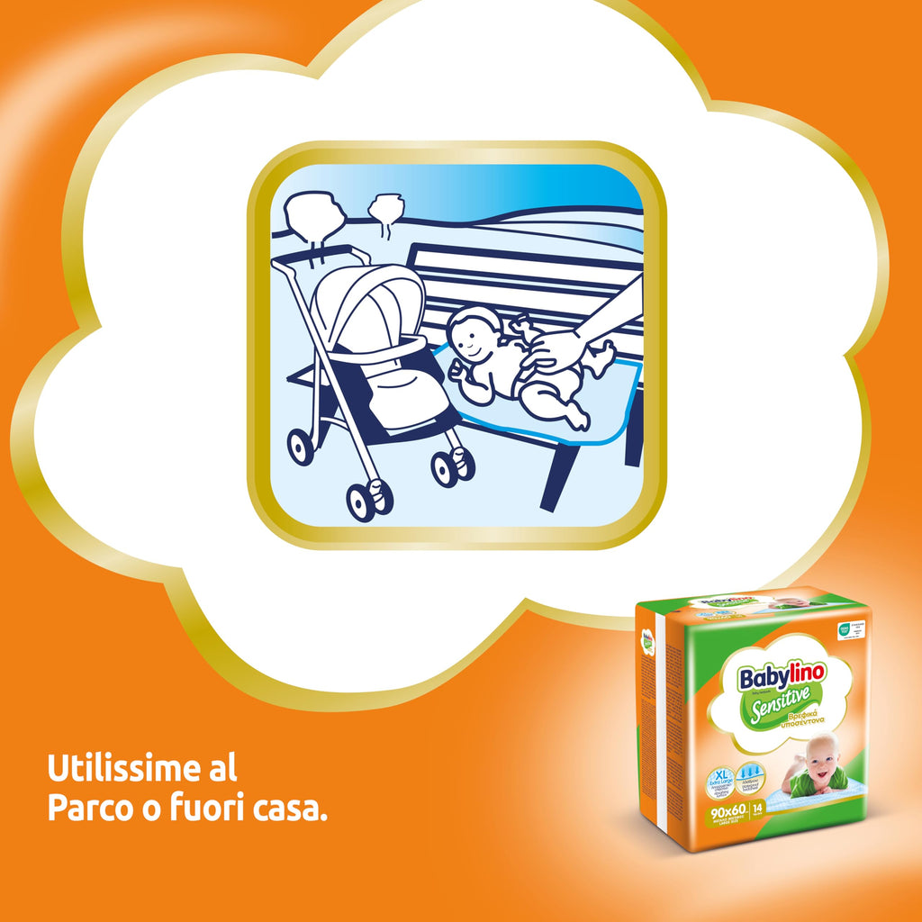 Babylino Sensitive Teli Cambio 90x60cm, Traversine letto con assorbenza extra, 14 Unità