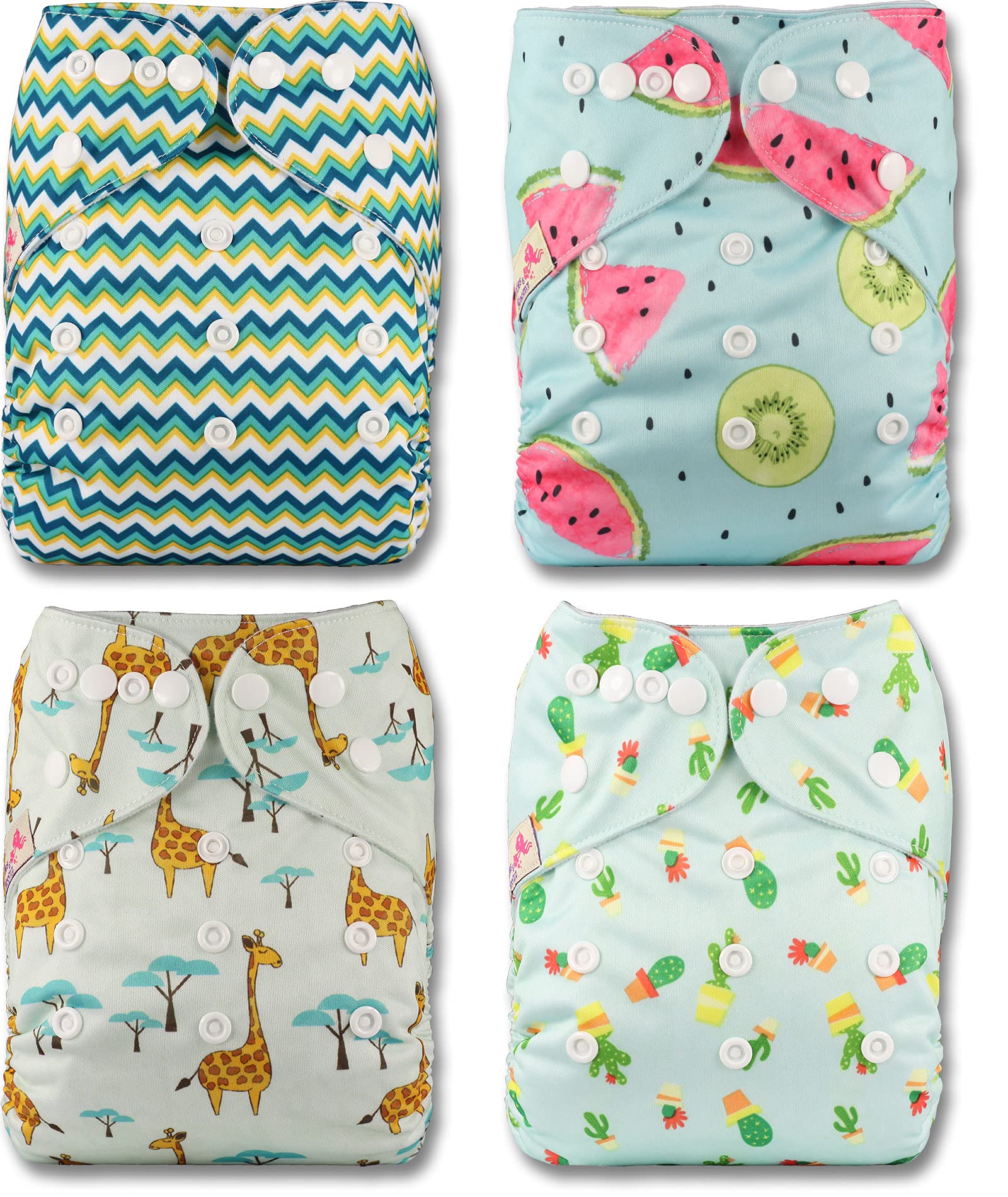 Littles and Bloomz FLP2-0401 - Pannolino lavabile per bambini, riutilizzabile, con bottoni a pressione standard, confezione da 4 pannolini