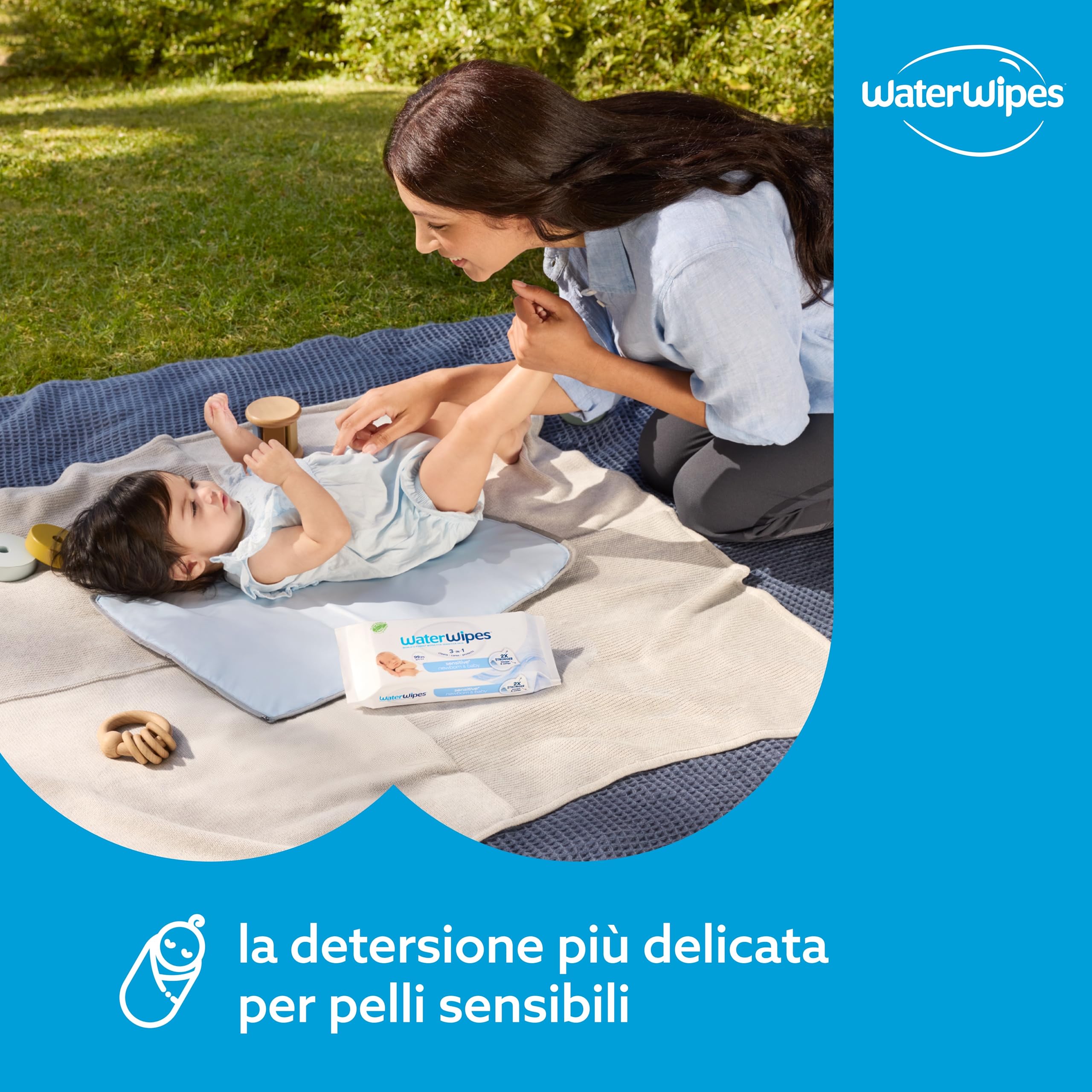WaterWipes Sensitive+ Newborn & Baby Wipes, Salviettine per Neonati e Bambini, 540 Pezzi (9 Confezioni), Deterge, Cura, Protegge, 99,9% Acqua, Senza Profumo