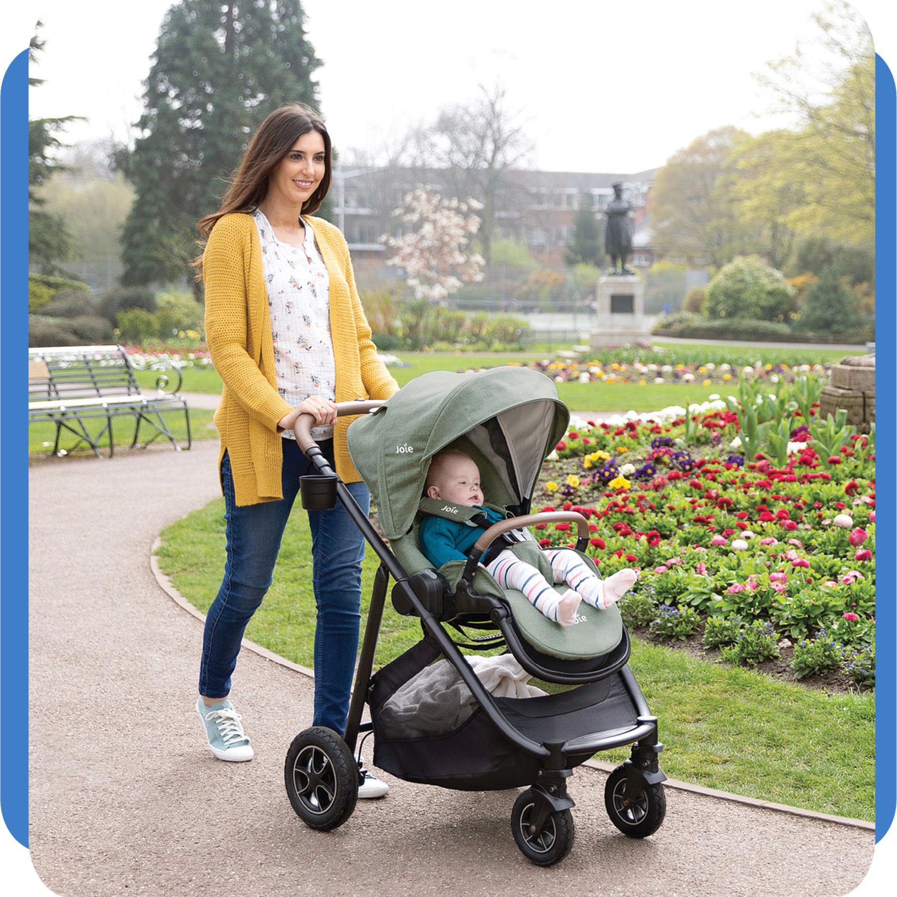 Joie Versatrax Passeggino compatto pieghevole, posizione sdraiata piatta, compatibile con sistemi di viaggio, con parapioggia e cursore regolabile in altezza, nascita fino a 4 anni (0-22 kg), pebble